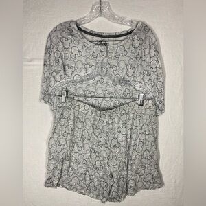 Disney Women's Mickey Mouse Short Pajama Set w Pockets Sleepwear Size Large Gray